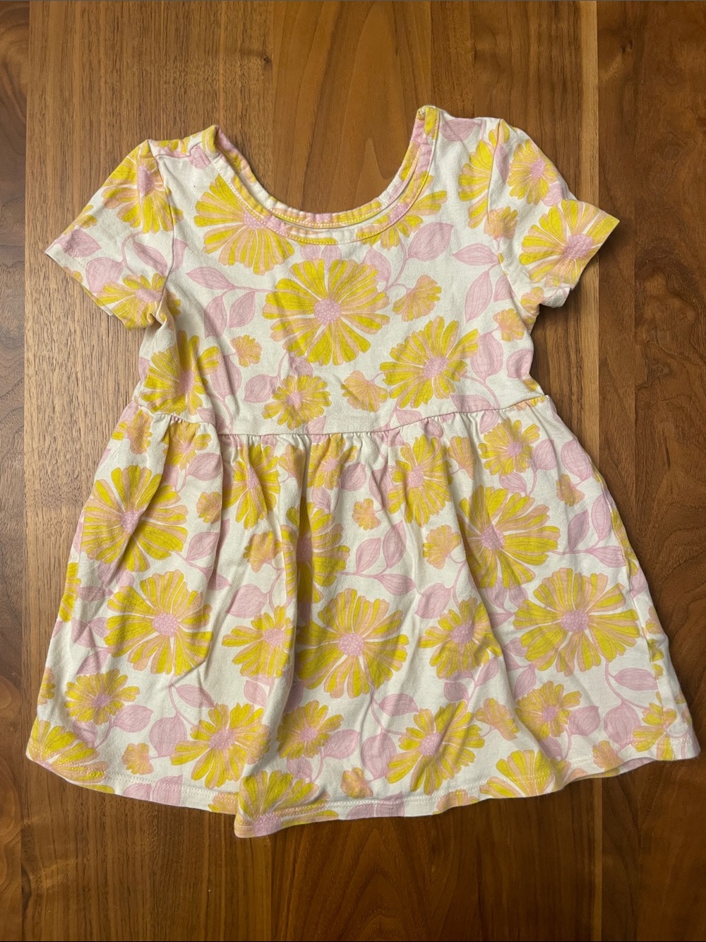 GAP Girls Yellow & Pink Floral Short-Sleeve Dress